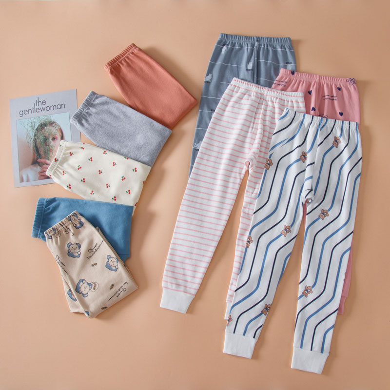Children's Cotton Wool Pants for Autumn and Winter Children's Cotton Soft Breathable Autumn Pants Baby's Printed Warm Home Pajama Pants