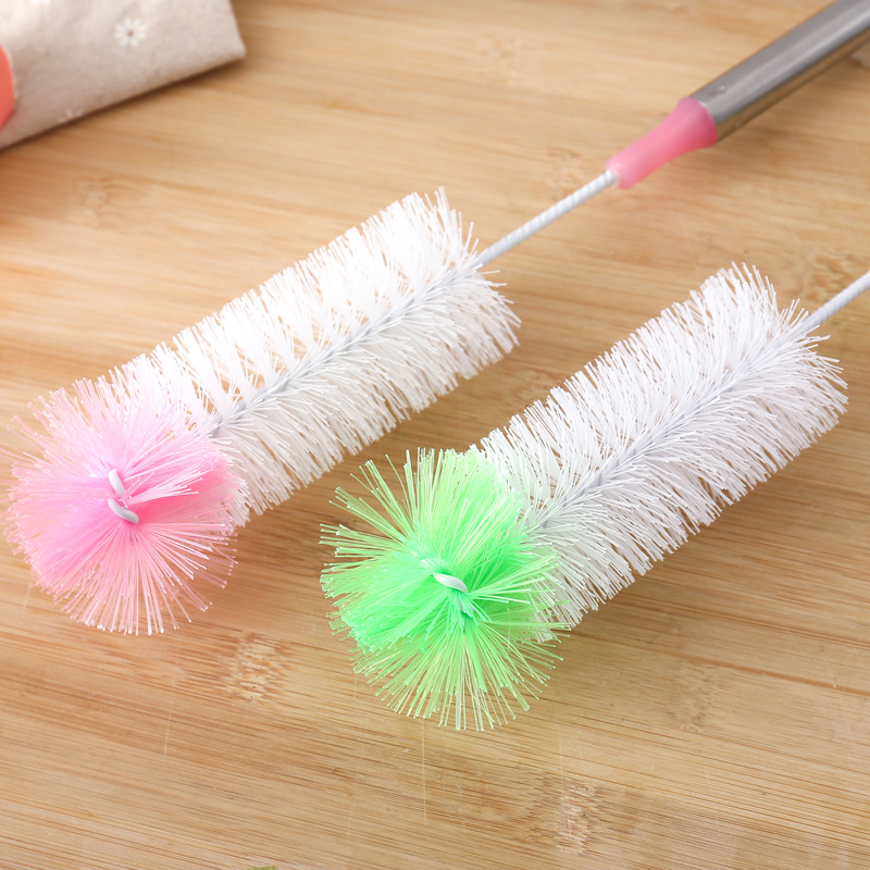Color round head bendable long handle Cup brush decontamination bottle brush stainless steel handle Cup brush wholesale manufacturers