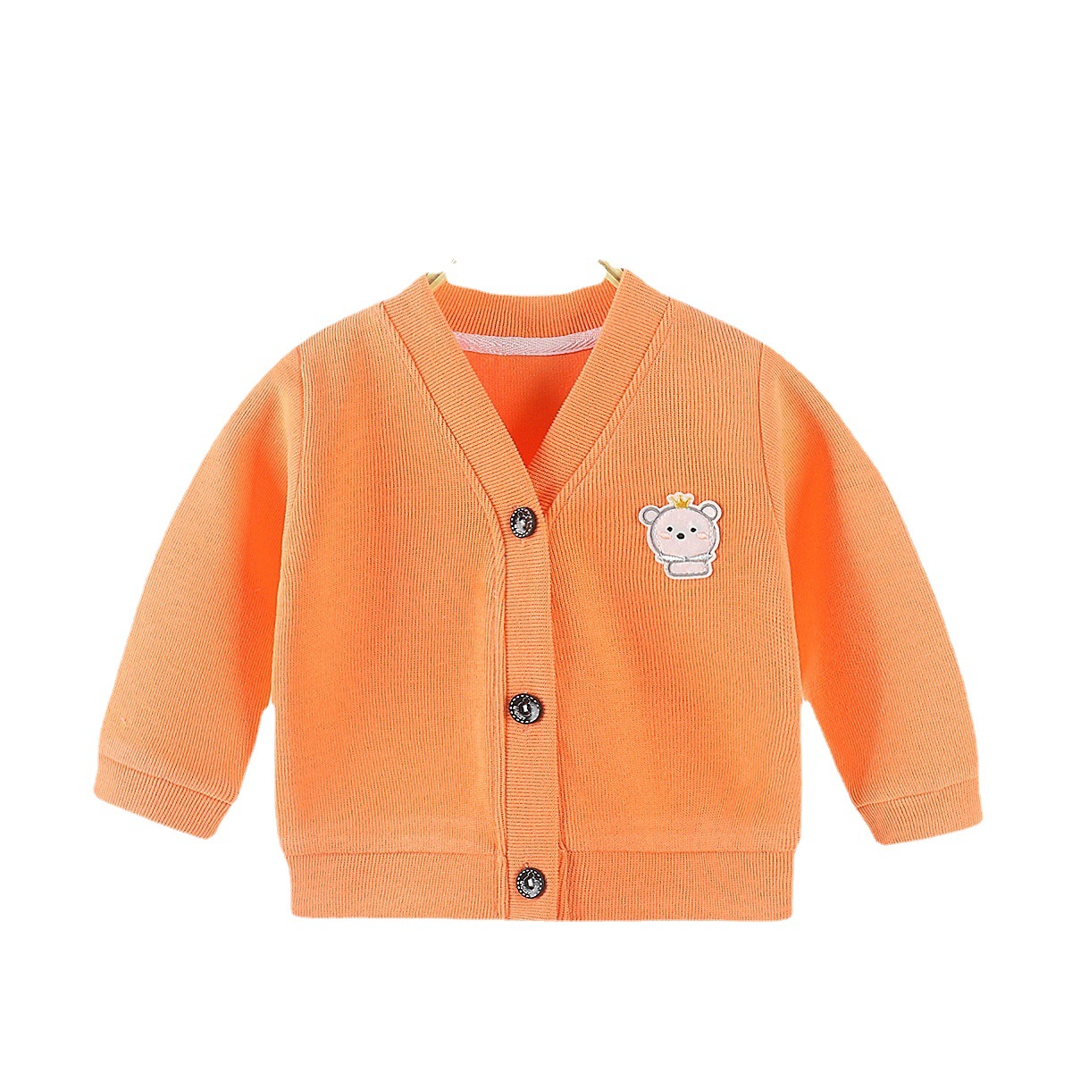 Fleece-lined 2022 Spring and Autumn Baby Knitwear V-neck Cardigan Jacket Boys' Girls' Baby Children's Long-sleeved Children's Top