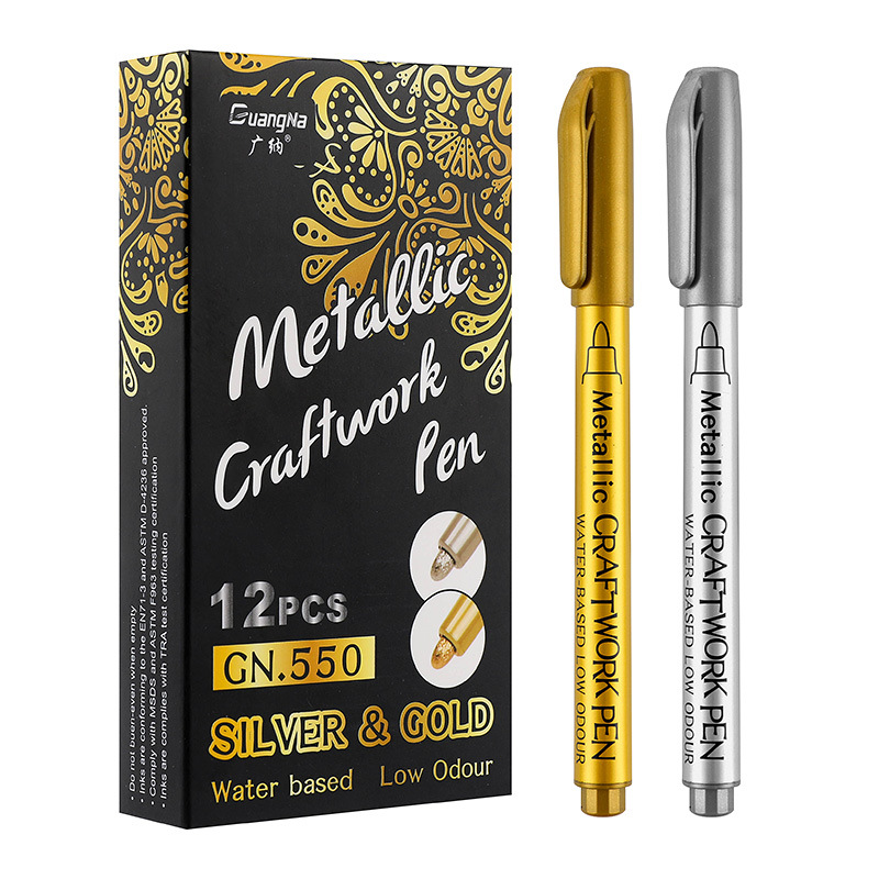 Cross-border hot-selling wide range of metallic color marker pen waterproof non-fading tire paint pen art painting marker pen