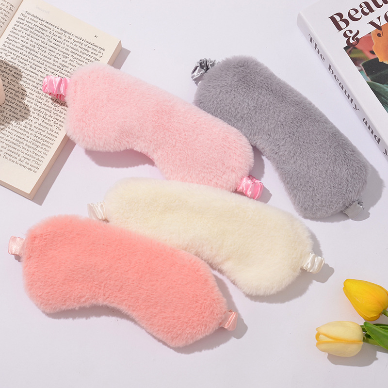 Yitang spot cute plush rabbit fur eye mask sleep special breathable eye mask ice bag hot compress cold compress factory