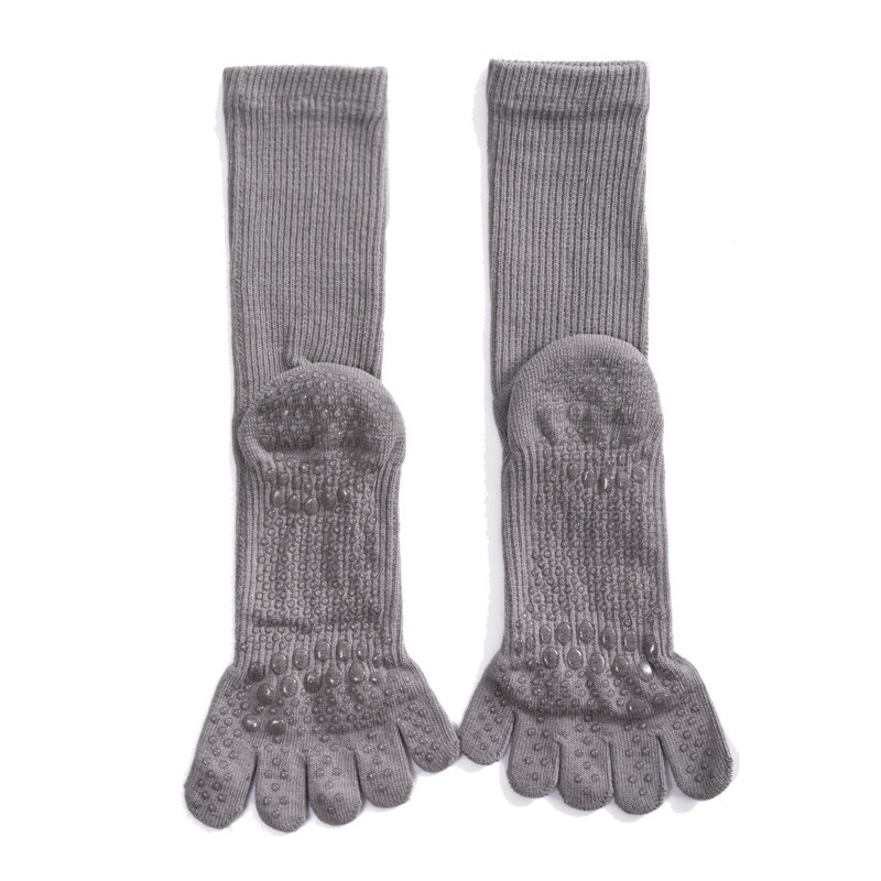 Dispensing non-slip cotton mid-calf foreign trade Toe Toe socks yoga socks pressure professional high-top Pilates sports socks