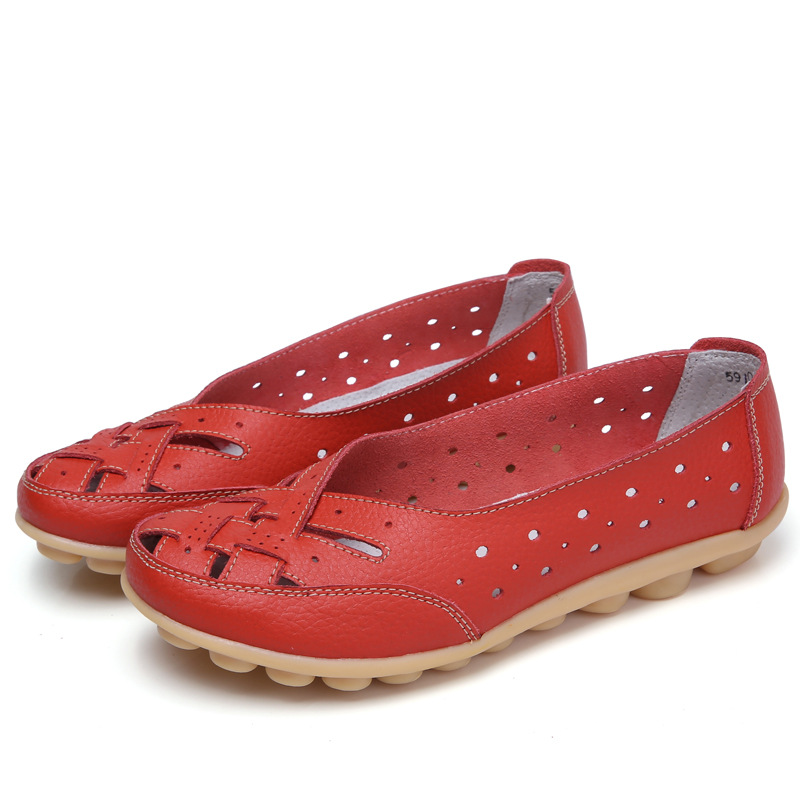 Summer Women's Shoes Hollow Loafers Amazon Independent Station Outdoor Beanie Women's Shoes Middle-aged and Old Mother's Shoes