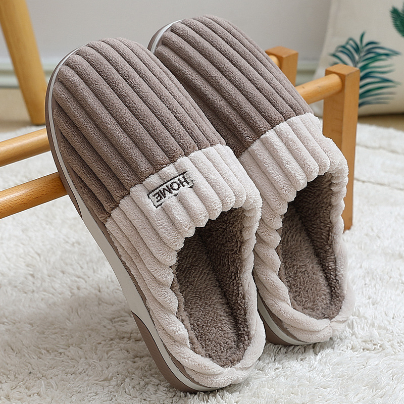 Cotton slippers men's autumn and winter women's home indoor warm non-slip thick-soled household cotton shoes winter Mao Mao Mao slippers men's wholesale