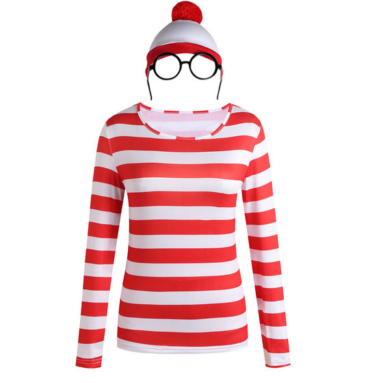British Anime Smart Wally Where's Wally Kiss Halloween Costume cosplay Play Dress