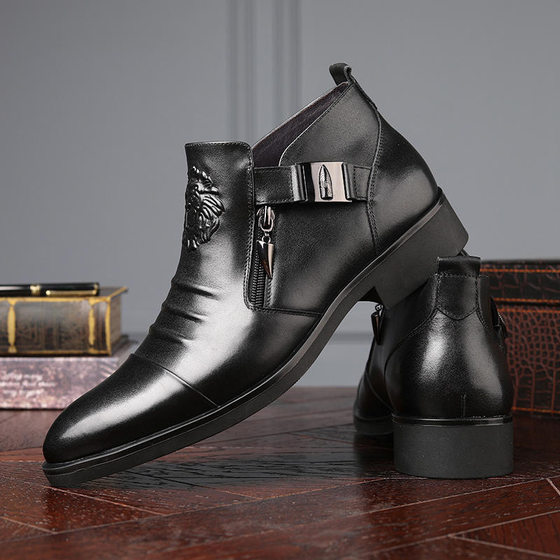 HPIOPL5010 cross-border Men's embossed Martin boots double-sided zipper European and American fashion boots men's boots men