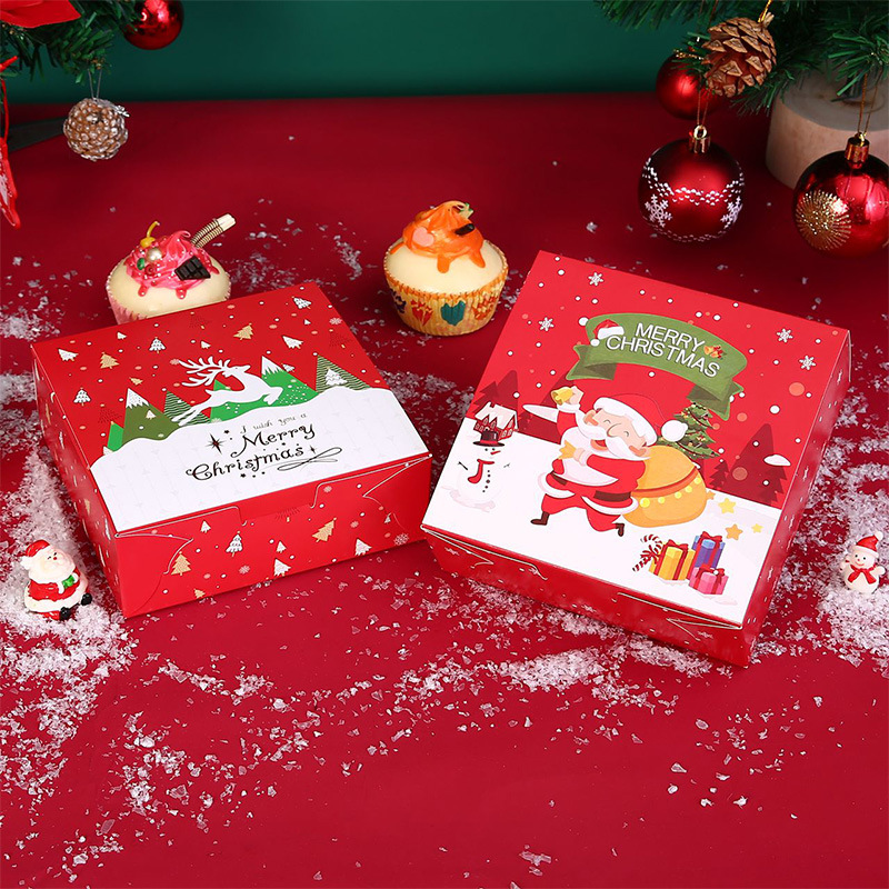 Christmas packing box candy biscuit gift box egg cup box snow Mei Niang egg yolk crisp carton disposable dessert box