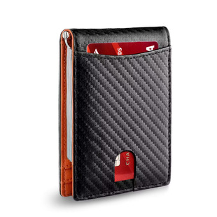RFID Amazon carbon fiber card holder Microfiber leather multi-card holder coin purse men's credit card holder