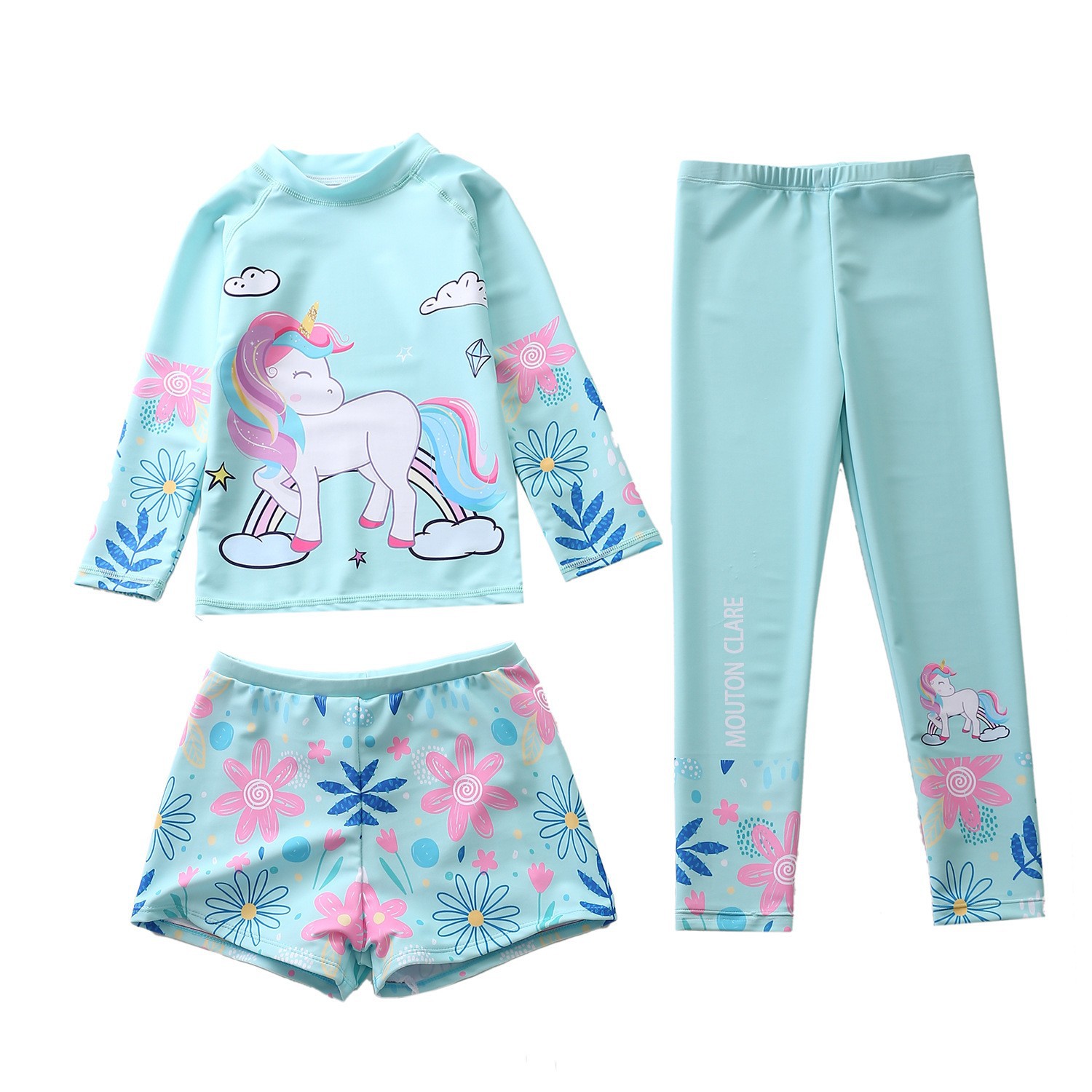 Children's Swimsuit Split Girls' Long-sleeved Trunks Swimsuit Baby Girl's Conservative Swimsuit