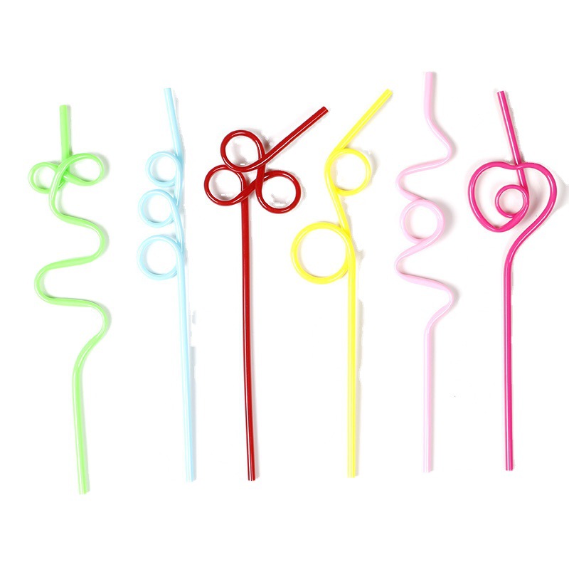 Wholesale modeling creative fun straw children PET crystal straw cross-border best-selling straw to map can be designed