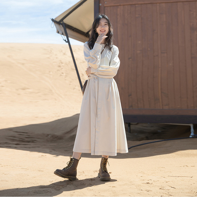 White dress women's spring and autumn French long 2022 new spring temperament long sleeve bottoming shirt skirt