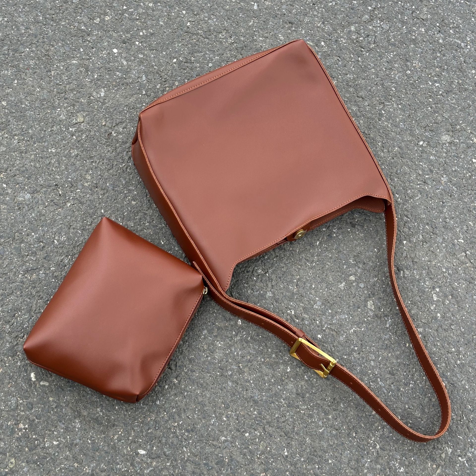 handbag New Fashion All-match Bucket Large Capacity Simple Casual Two-piece Soft Collapse Shoulder Crossbody Bag_voghion.com