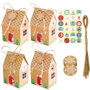 Christmas Gingerbread House House Candy Box Christmas Advent Calendar Kraft Paper Box Gift Small Paper Box 24 Set