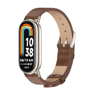 Mibbs for Mi Band 9 8 Strap Simulation Leather Durable Microfiber Metal Connector
