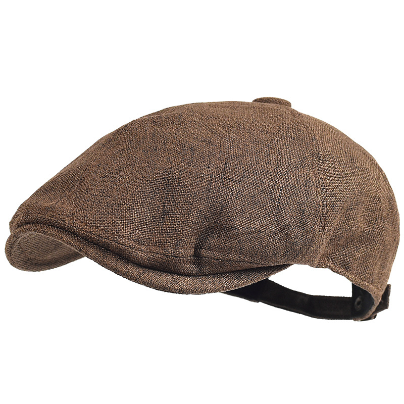 Japanese Style Retro Advanced Cap Men's Linen Breathable Summer Artistic Cotton Linen Beret Women's Short Edge Cap Detective Cap