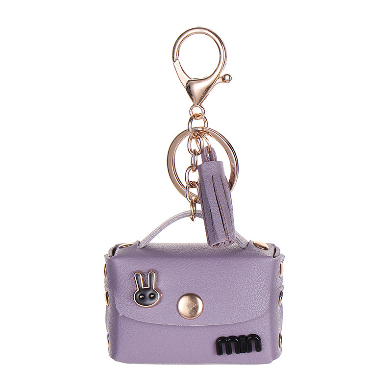 Live streaming Internet celebrity imitation leather headset storage bag three generations Bluetooth headset cover Apple wireless Bluetooth headset keychain hanging