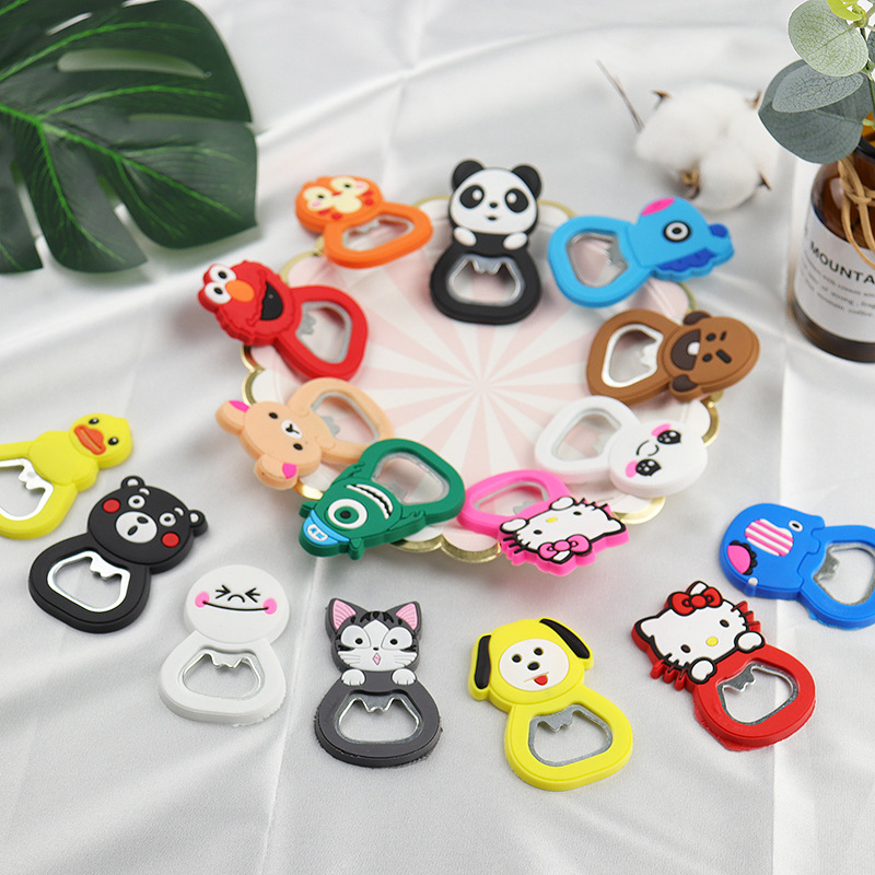 Factory wholesale cartoon keychain bottle opener pvc soft glue bottle opener beer bottle opener refrigerator bottle opener