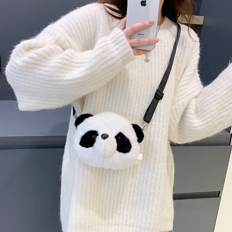 Cute Plush Toy Panda School Bag Doll Doll Crossbody Backpack Children's School Bag Cross Border Plush Bear Gift