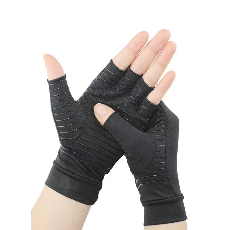 Amazon copper fiber summer riding sports gloves pressure half finger high elastic thin fishing driving non-slip breathable