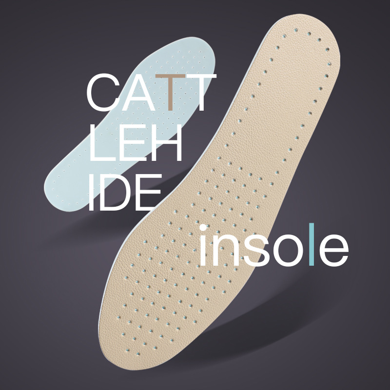 Cowhide latex insole high elastic shock absorption deodorant super soft insole leather summer thin full pad long stand not tired artifact