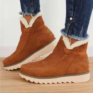 Cross-border foreign trade fashion short boots casual women's boots autumn and winter thick bottom snow boots thick wool shoes 40-43 plus size
