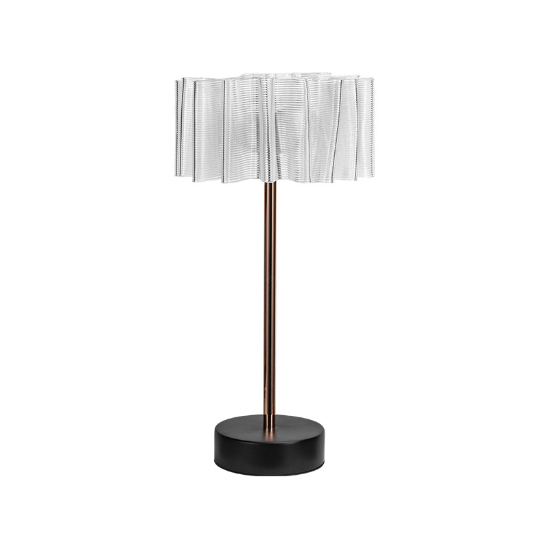 2023 new pleated aluminum rechargeable table lamp bedroom bedside lamp LED eye protection table lamp USB touch night light