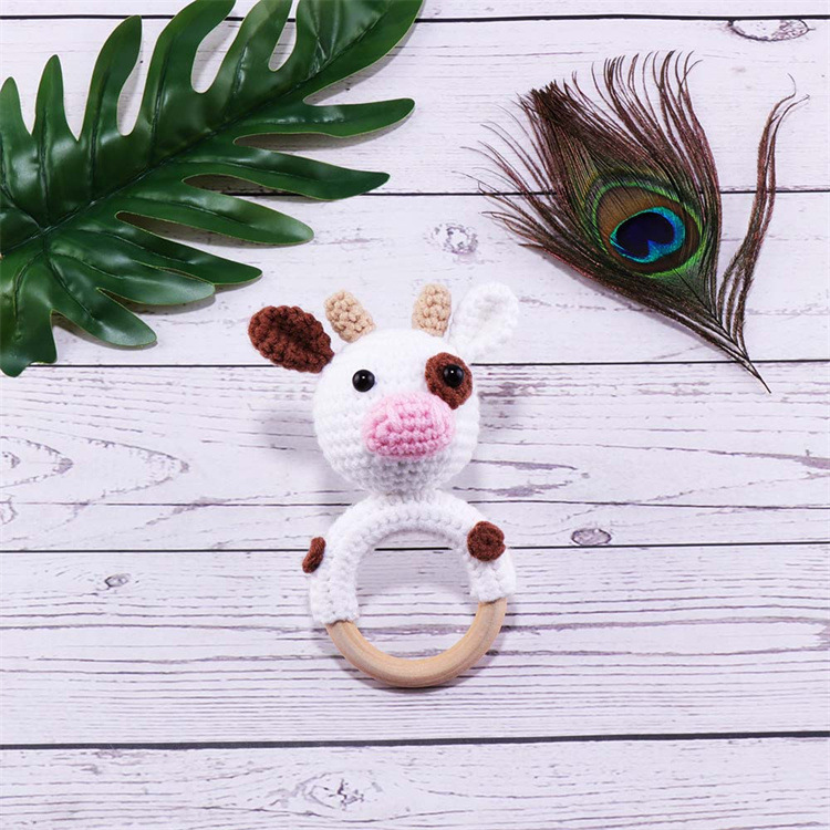 2021 New Baby knitted rattle bed Bell plush animal sound doll baby early education toys wholesale