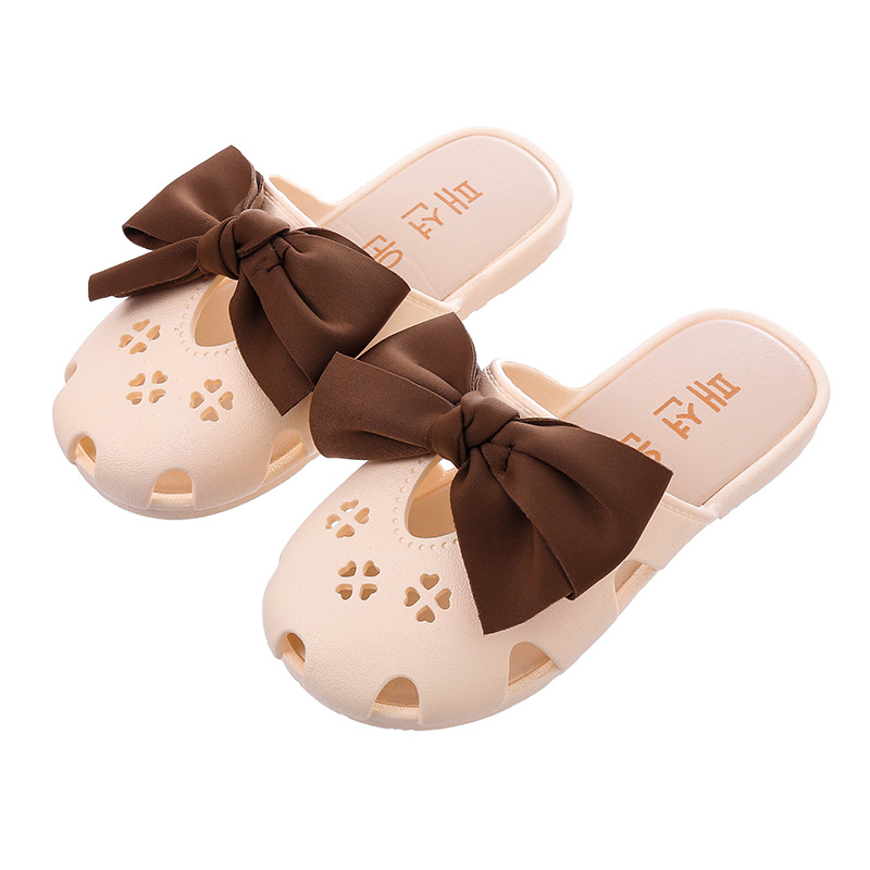 Children's Slippers Summer Girl's Bow Princess Baotou Outer Wear Girl's Fashion Home Soft Bottom Sandals for Baby