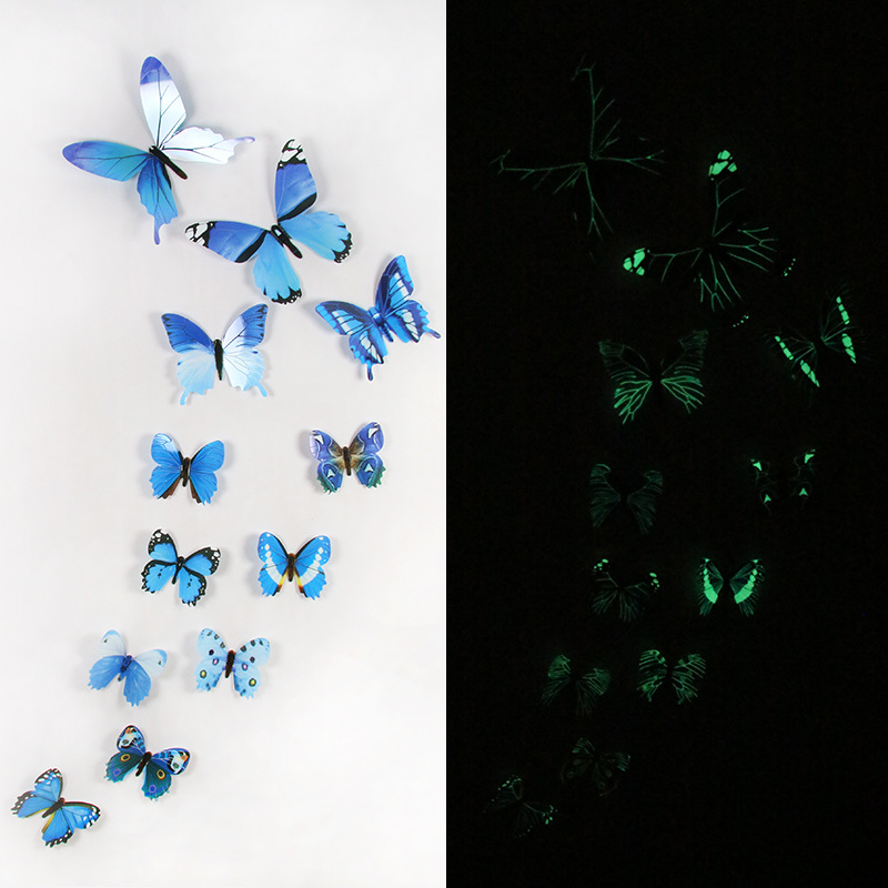 New product simulation cross-border luminous butterfly pvc self-luminous butterfly children's room living room home decoration butterfly 023