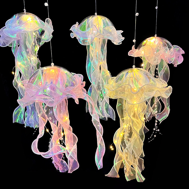 New portable luminous jellyfish lantern colorful ribbon flashing light night light stall night market octopus sailor light Wholesale