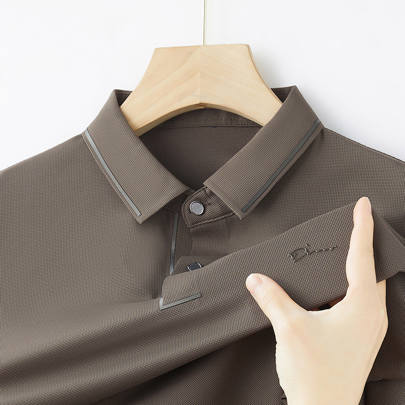 High-end Men's Polo Shirt Ice Silk Non-marking Short-sleeved T-shirt Business Casual Solid Color Half-sleeved Lar Polo Shirt Men's Clothing