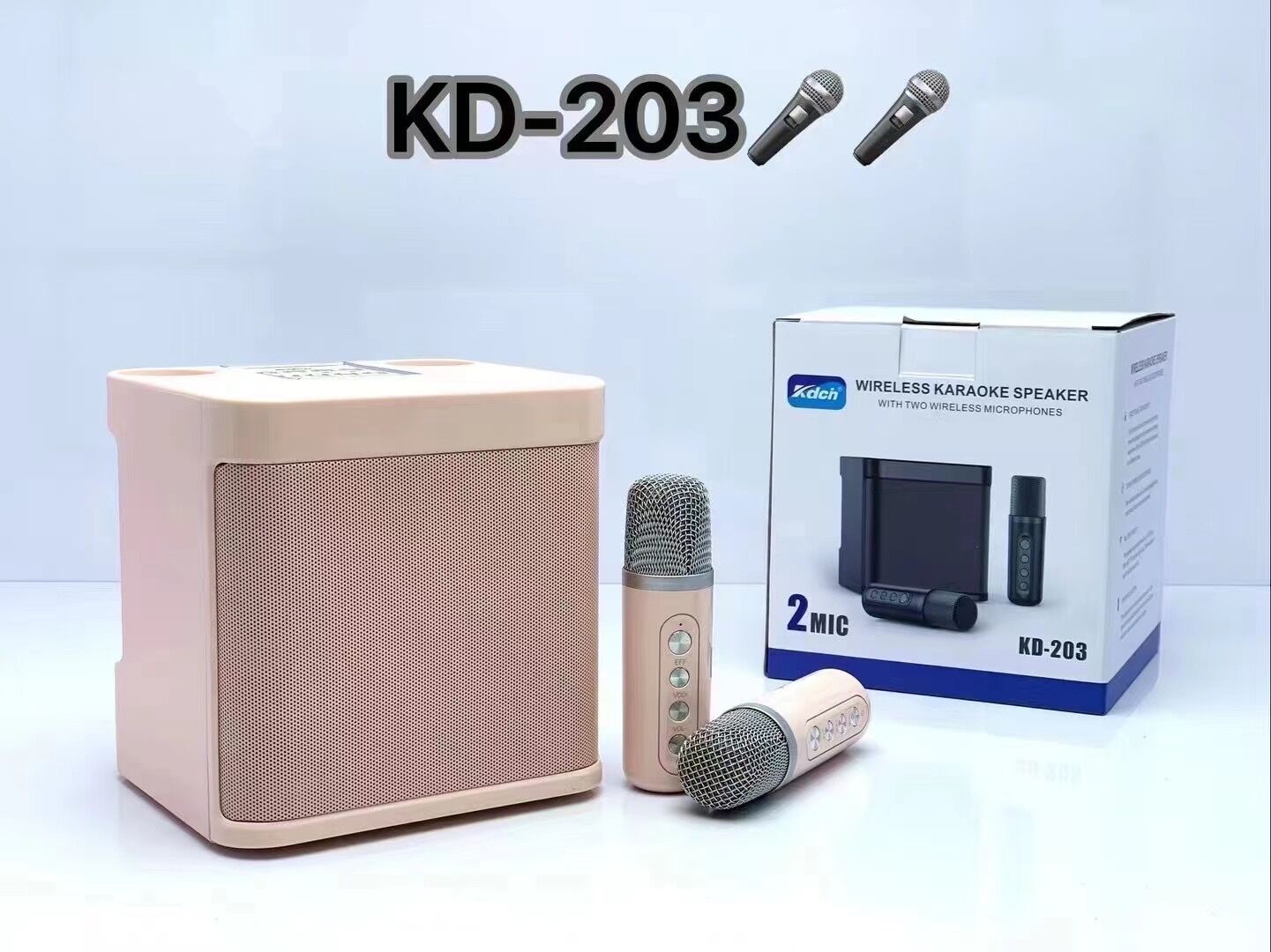 KD203 Hot Selling Karaoke Set Karaoke Audio Wireless Bluetooth Dual Microphone Speaker Microphone All-in-One Machine