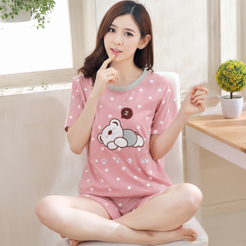 Pajamas women's summer 2023 new student girl thin sweet cute short sleeve cartoon home wear two-piece suit