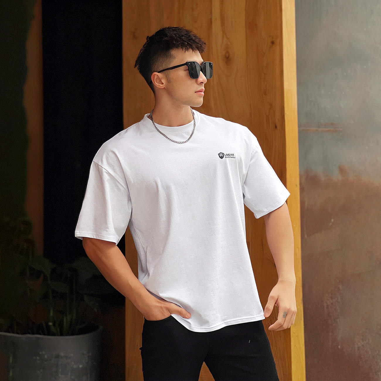 American Round Neck Loose Short Sleeve Men's Loose Fitness Outdoor Casual T-Shirt Stretch Printed Ultra-light Clothes