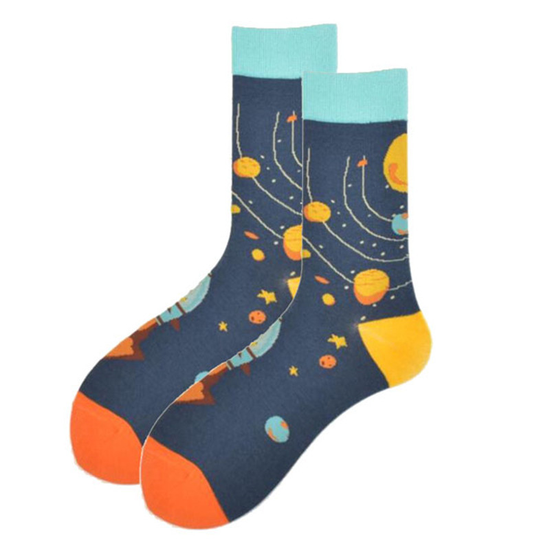 Explosions Spring Autumn Winter Fashion Men's Mid-barrel Jacquard Socks Trendy Cartoon Animal Food Geometric Stripe Manufacturers