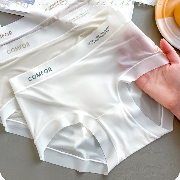 Ultra-thin Ice Silk Traceless Underwear Women's Mid-waist Mask Pants Simple Comfortable Breathable Japanese Sweet Girls Briefs