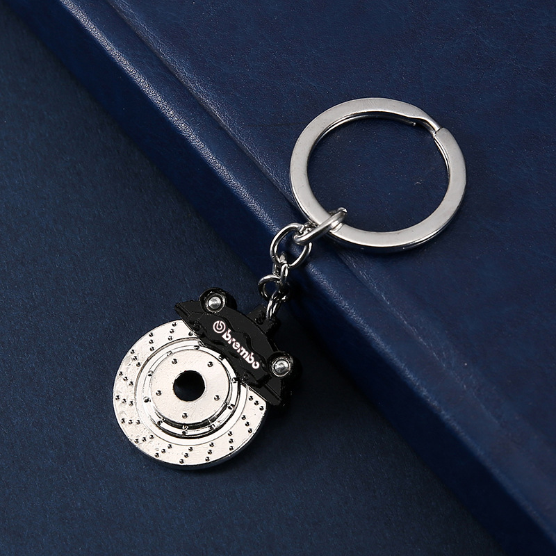 Creative gift brake disc wheel hub caliper metal keychain car modified disc brake waist hanging key ring chain pendant