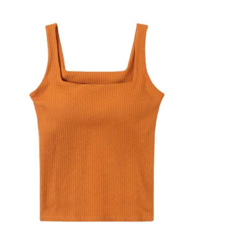 Cotton Camisole Women's Beautiful Back Underwear Bra-free Cup One-piece Bottoming Strapless Inner Square Collar Vest