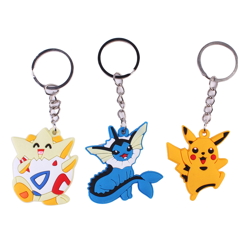 [Pokémon] key chain PVC key chain double-sided key chain bag pendant decoration Amazon explosions