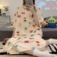 Girl's Nightdress Short-sleeved Korean-style Cartoon Student's Home Clothes Summer Pajamas Thin Large Size Long Over-the-Knee Dress