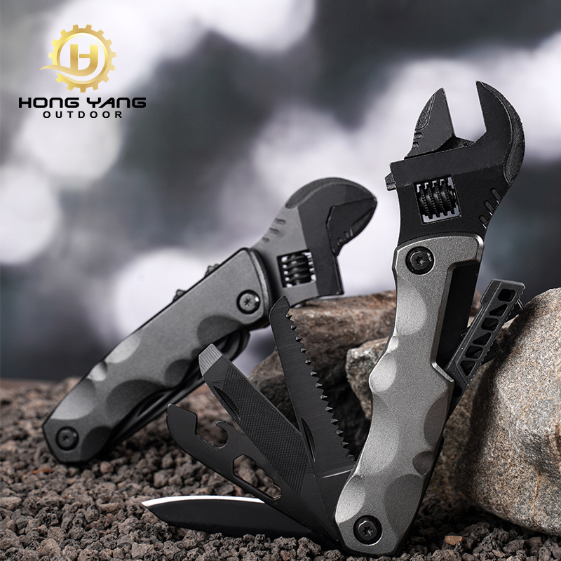 Outdoor multi-functional adjustable wrench folding hexagon socket wrench batch head combination hardware tools wholesale