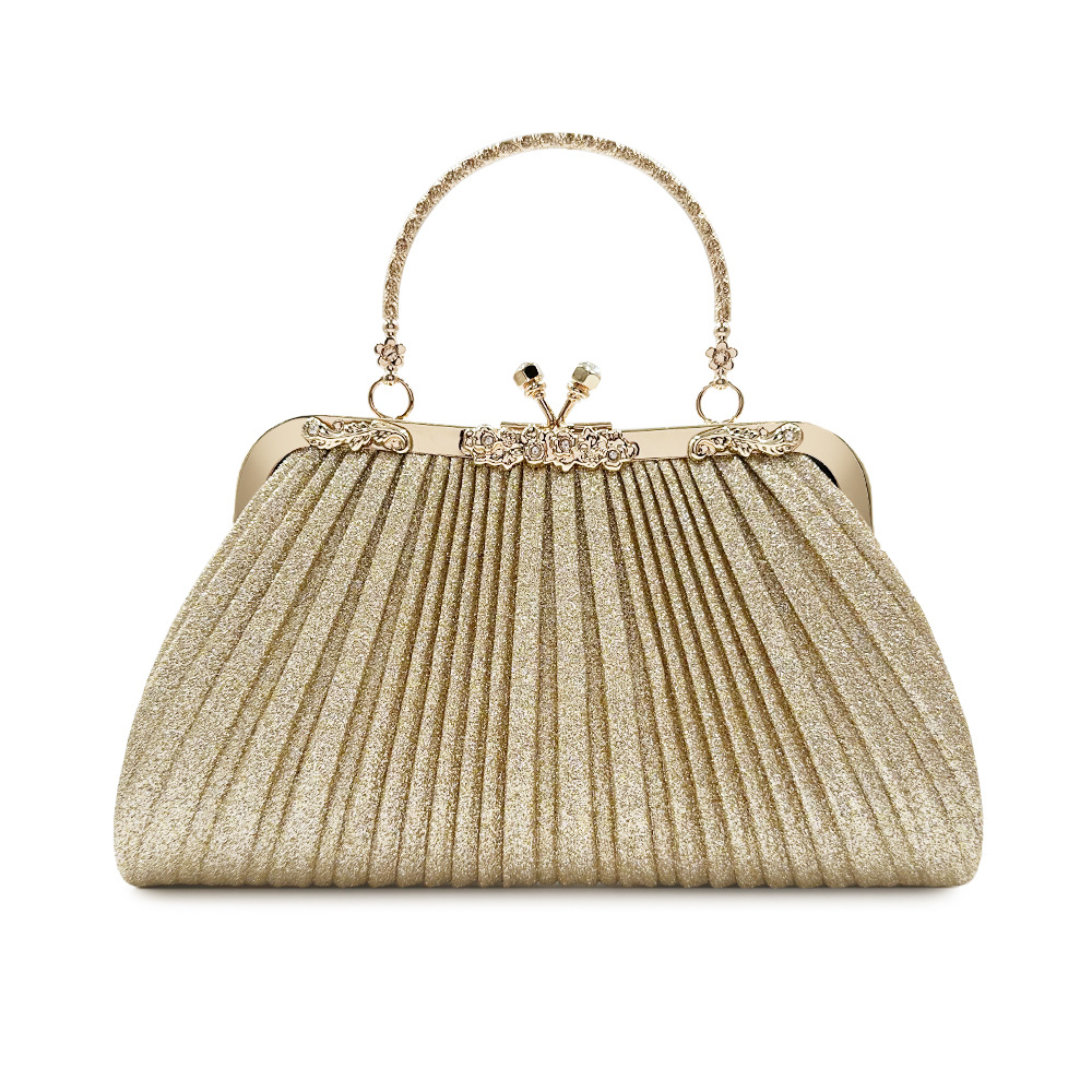 Cross-border e-commerce 2023 retro handbag cheongsam women's bag banquet evening dress bag pleated Bride wedding banquet bag
