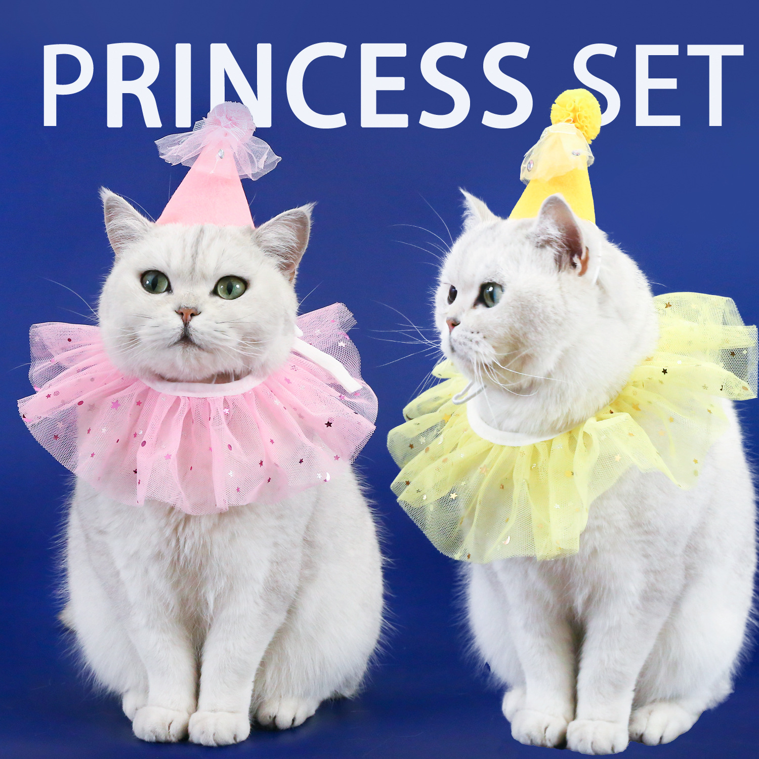 Pet sequined lace bib rhinestone gauze skirt felt hat birthday princess suit photography cat puppy accessories