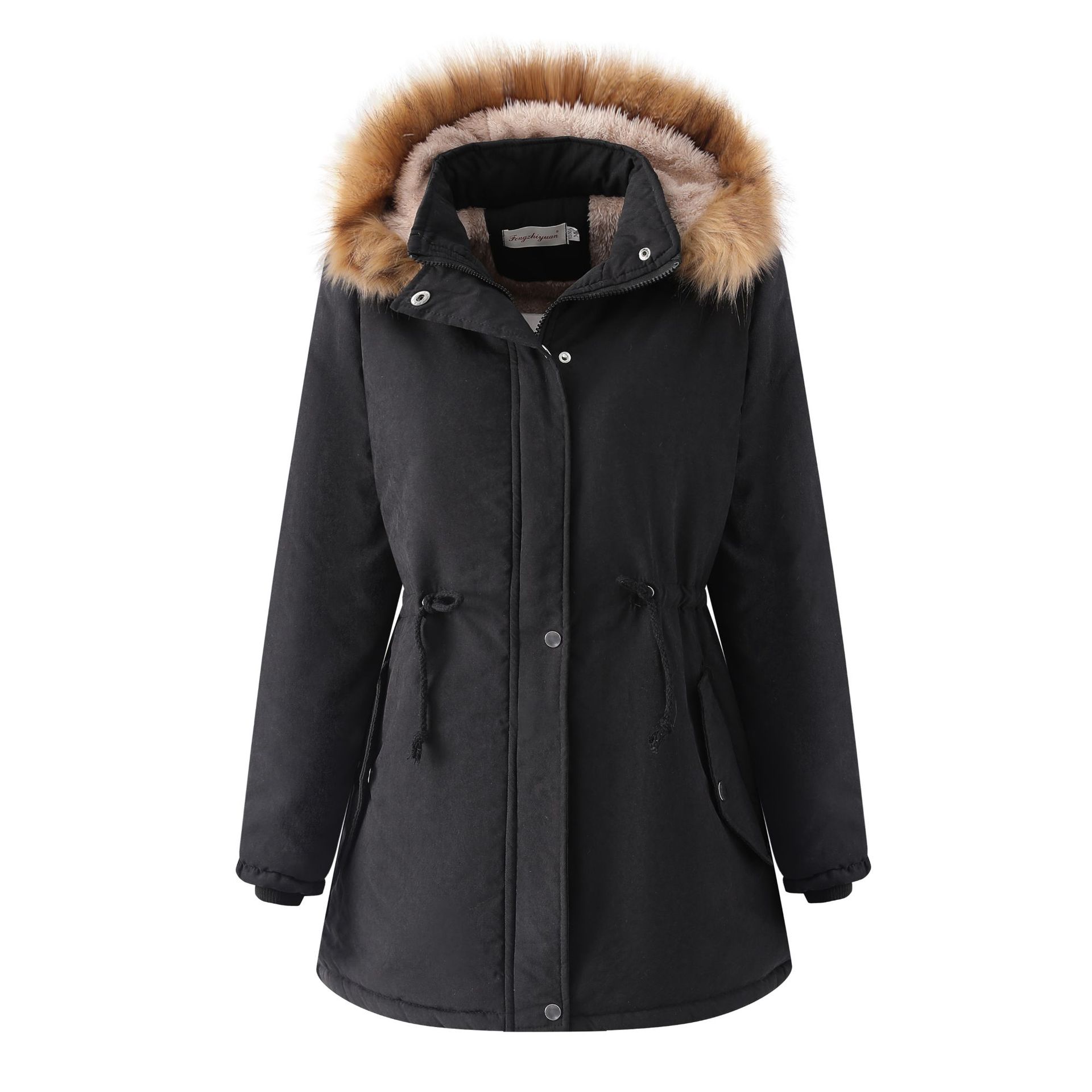 2023 Autumn and Winter Cross-border Women's Thickened Lamb Velvet Cotton-padded Clothes Women's Loose Women's Cotton-padded Clothes Detachable Cap and Velvet Jacket
