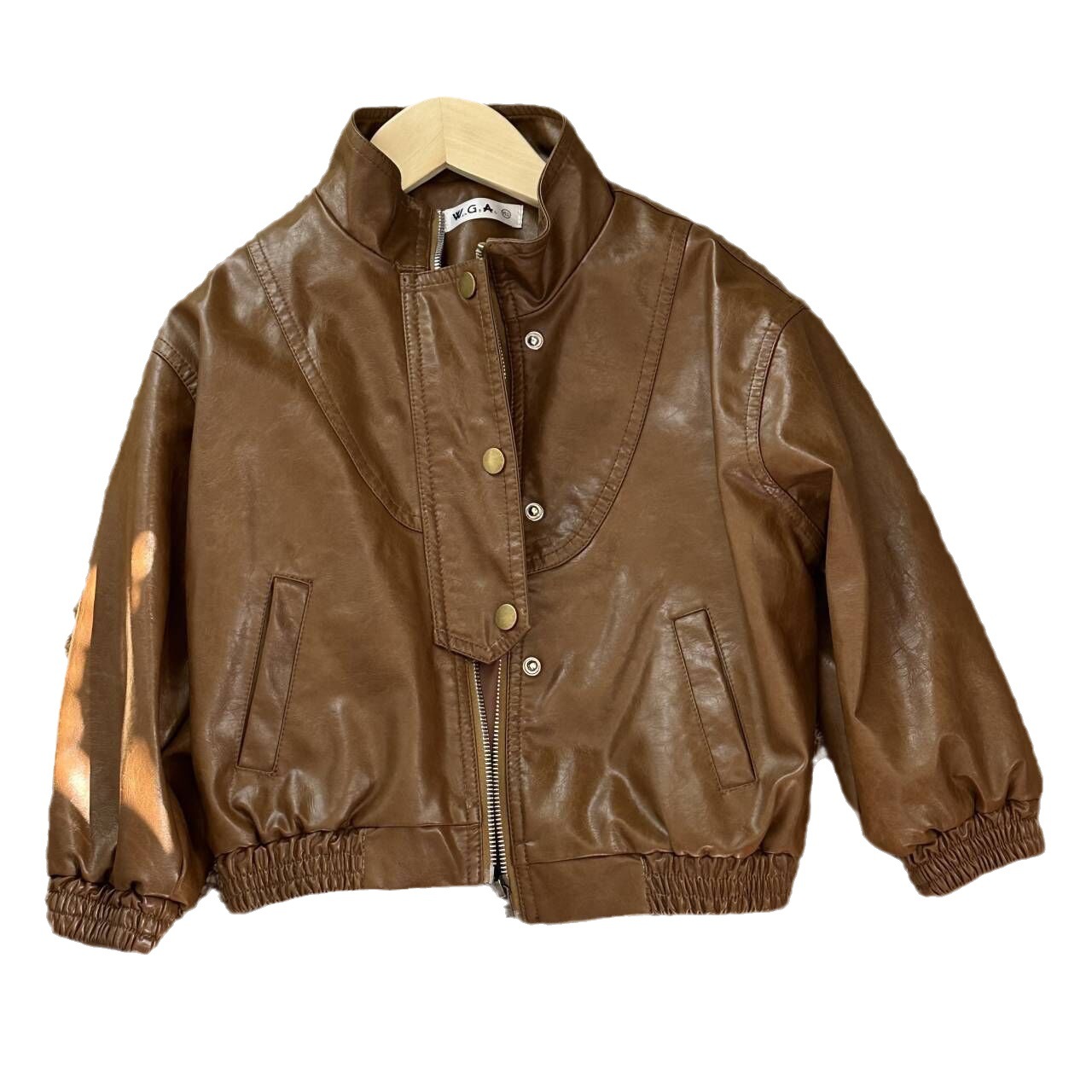 2024 Autumn New style cool handsome fried street soft leather coat elegant retro children handsome Korean style leather jacket coat fashion