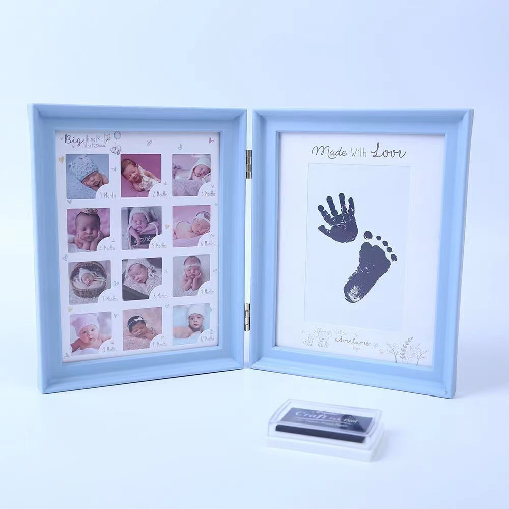 wish AliExpress Book Style Baby One Year Old Children 12 Months Growing Handprint Footprint Photo Frame Wedding Shadow