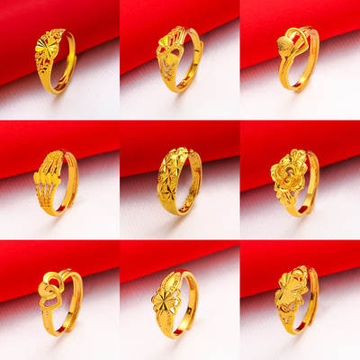 2021 New Live plating 24k simulation gold jewelry ladies rose ring Vietnam sand gold ring wholesale