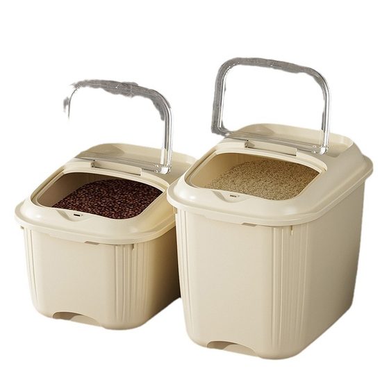 Square rice bucket with lid transparent visual kitchen storage bucket large capacity sealed pet grain bucket insect-proof moisture-proof