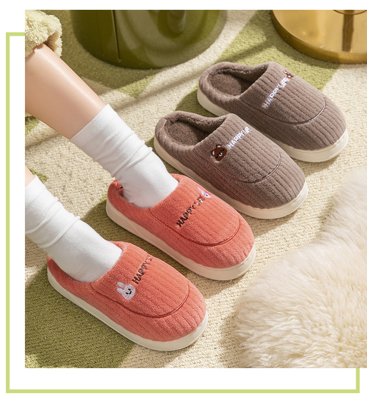 In stock cotton slippers women's home autumn and winter indoor warm home shoes couple slippers men's winter home shoes manufacturer_voghion.com