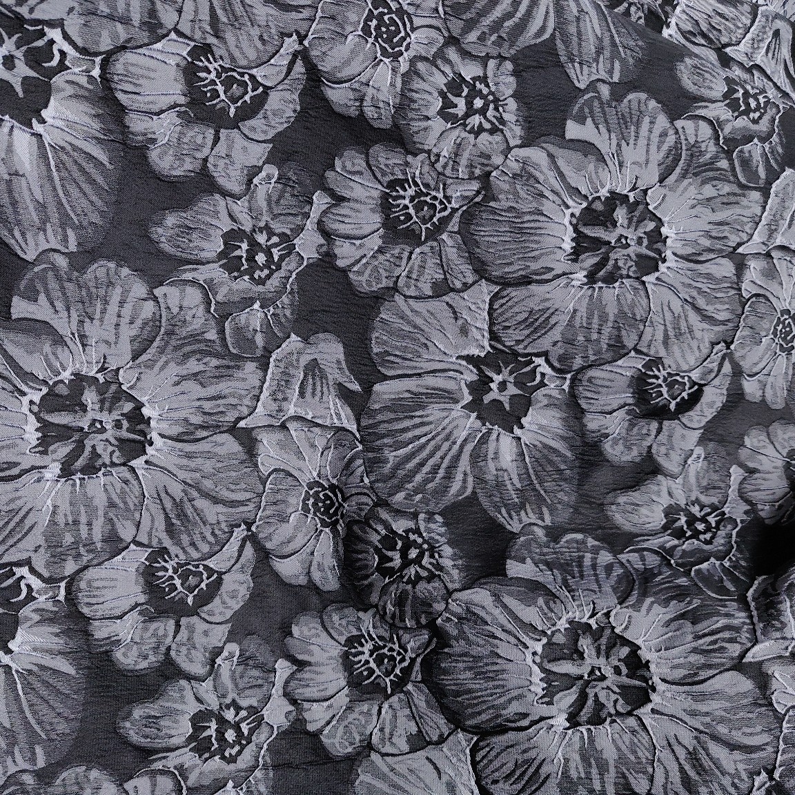 Texture solid color dark flower big peony flower three-dimensional relief texture yarn-dyed jacquard clothing dress fabric